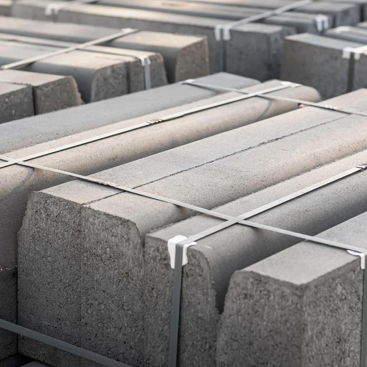 Stacked mild-steel billets in the plant