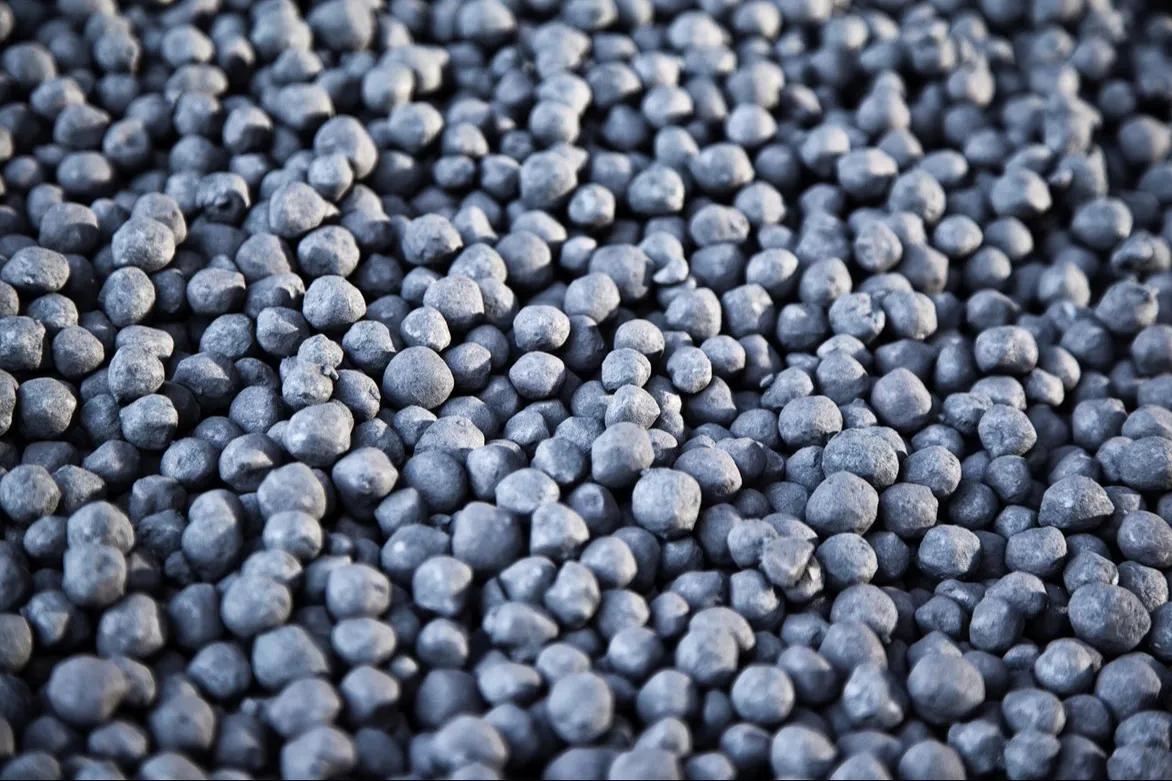 Close-up of sponge iron pellets