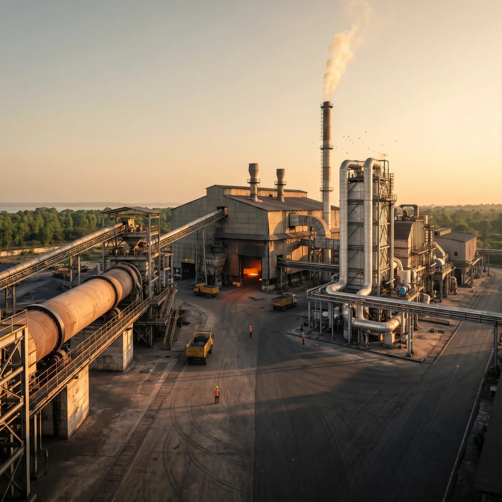 Aerial view of the BR Steel integrated plant at sunrise.